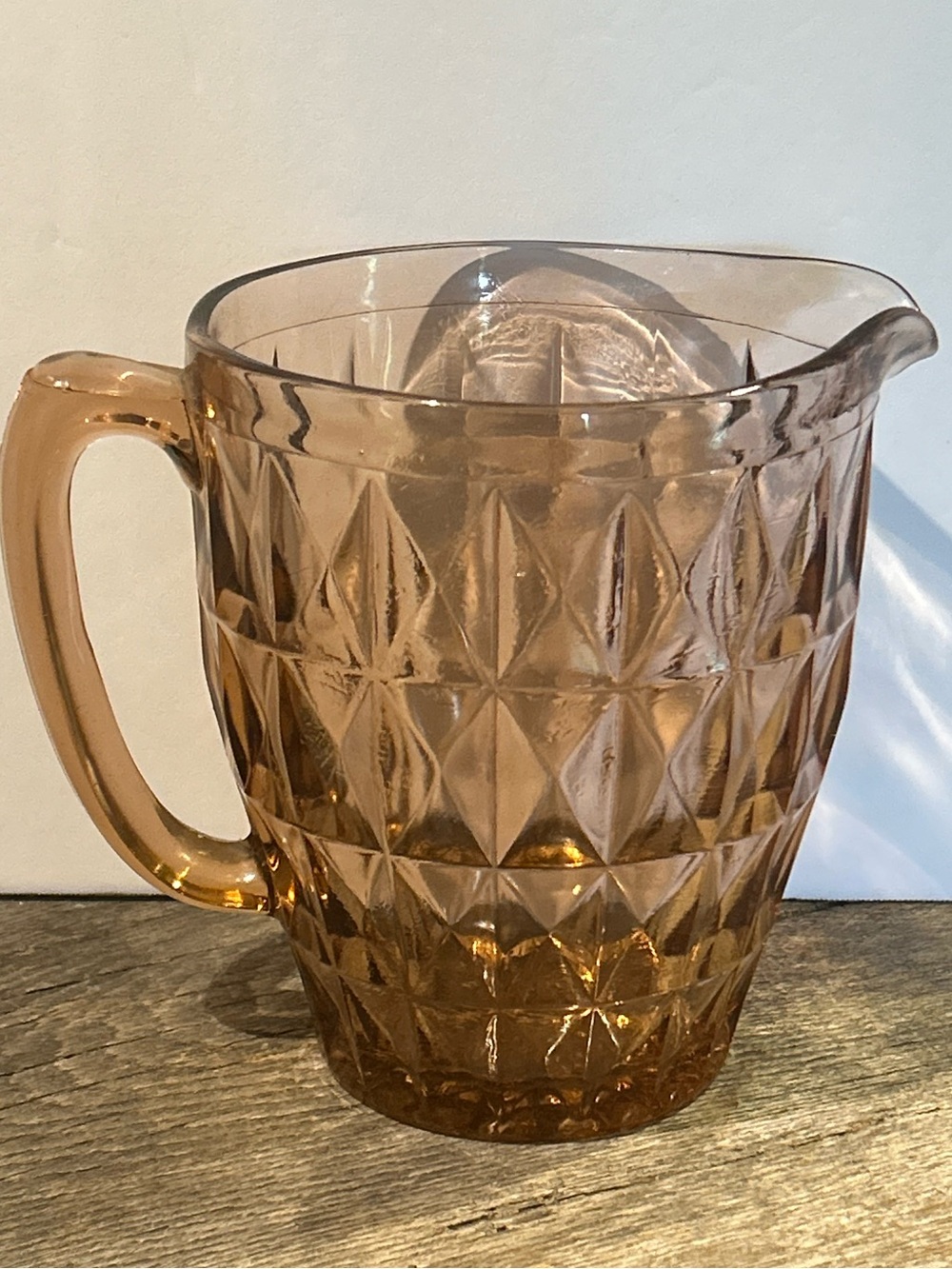 Vintage Jeannette Glass Pink Windsor Diamond Pitcher